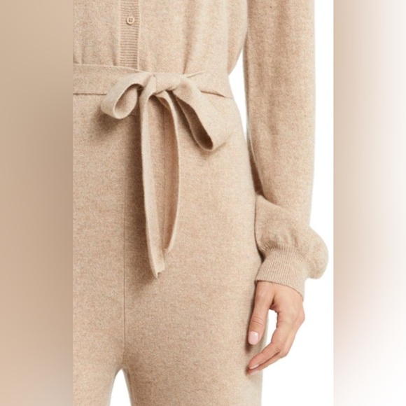 Cashmere Nordstroms Tie Waist Jumpsuit in Tan Chanterelle, NWOT - Picture 2 of 4